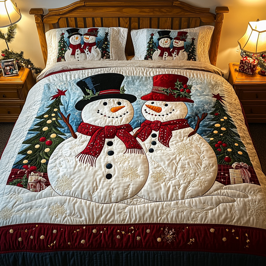 Snow Magic Quilted Bedding Set Best Christmas Gifts For Mom