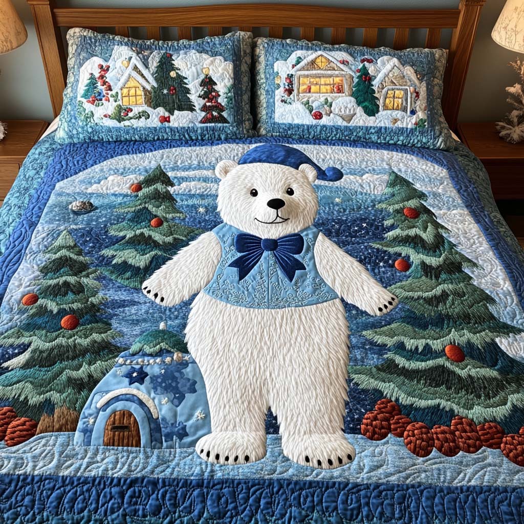Snowy Delight Quilted Bedding Set Secret Santa Gifts