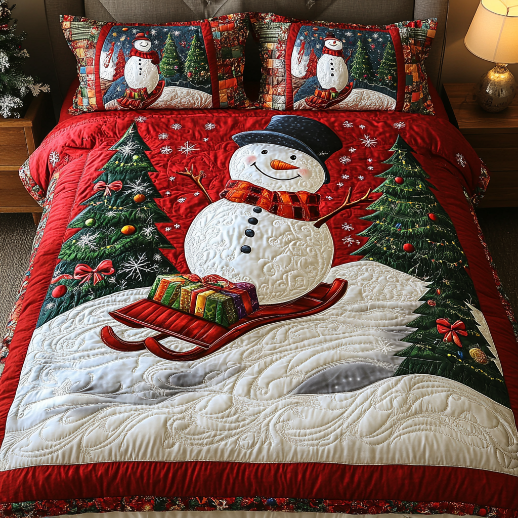 Snowy Sleigh Ride Quilted Bedding Set Family Ideas For Christmas Gifts