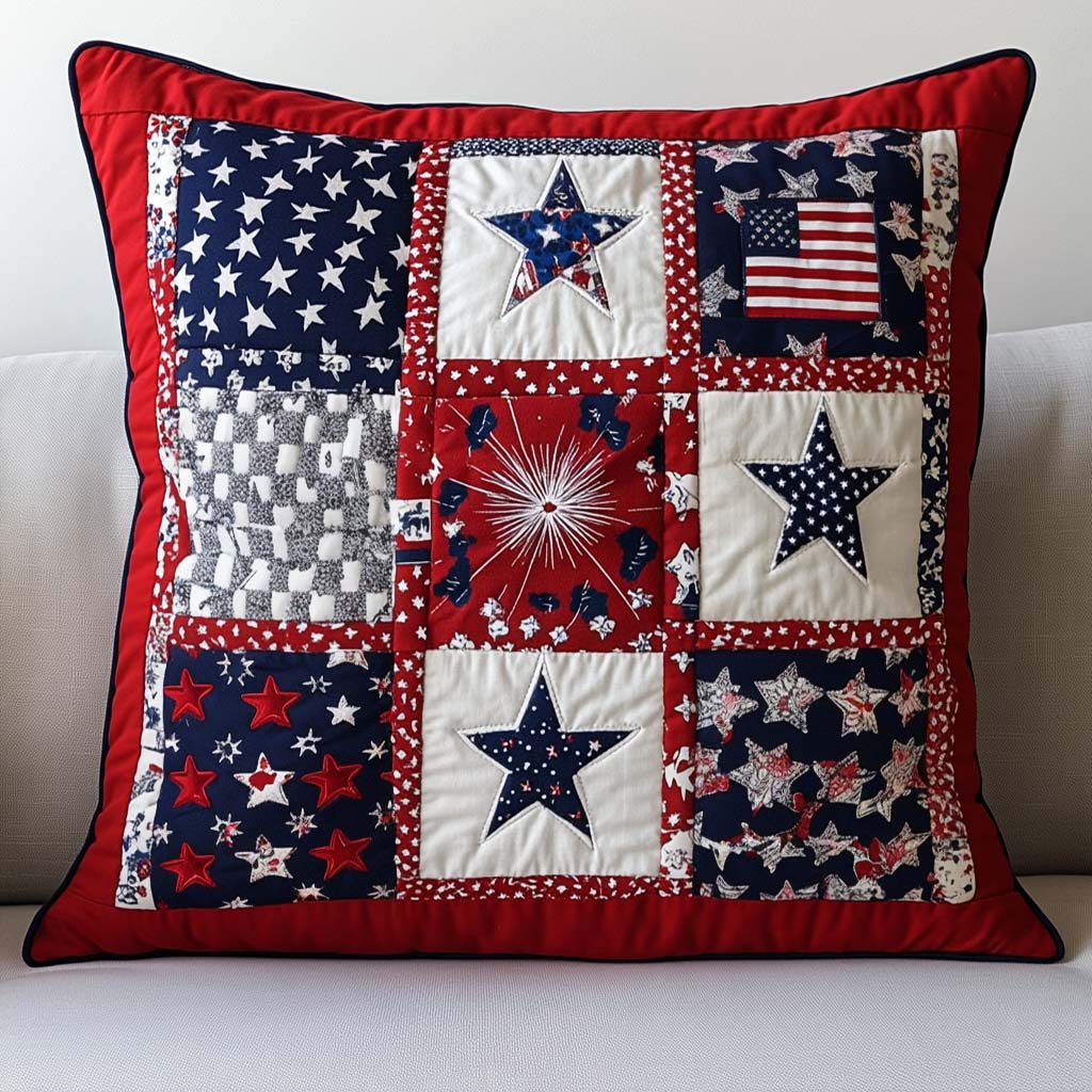 Soldier Meadow Quilted Pillow Case Decorative Pillow Covers Patriotic Presents