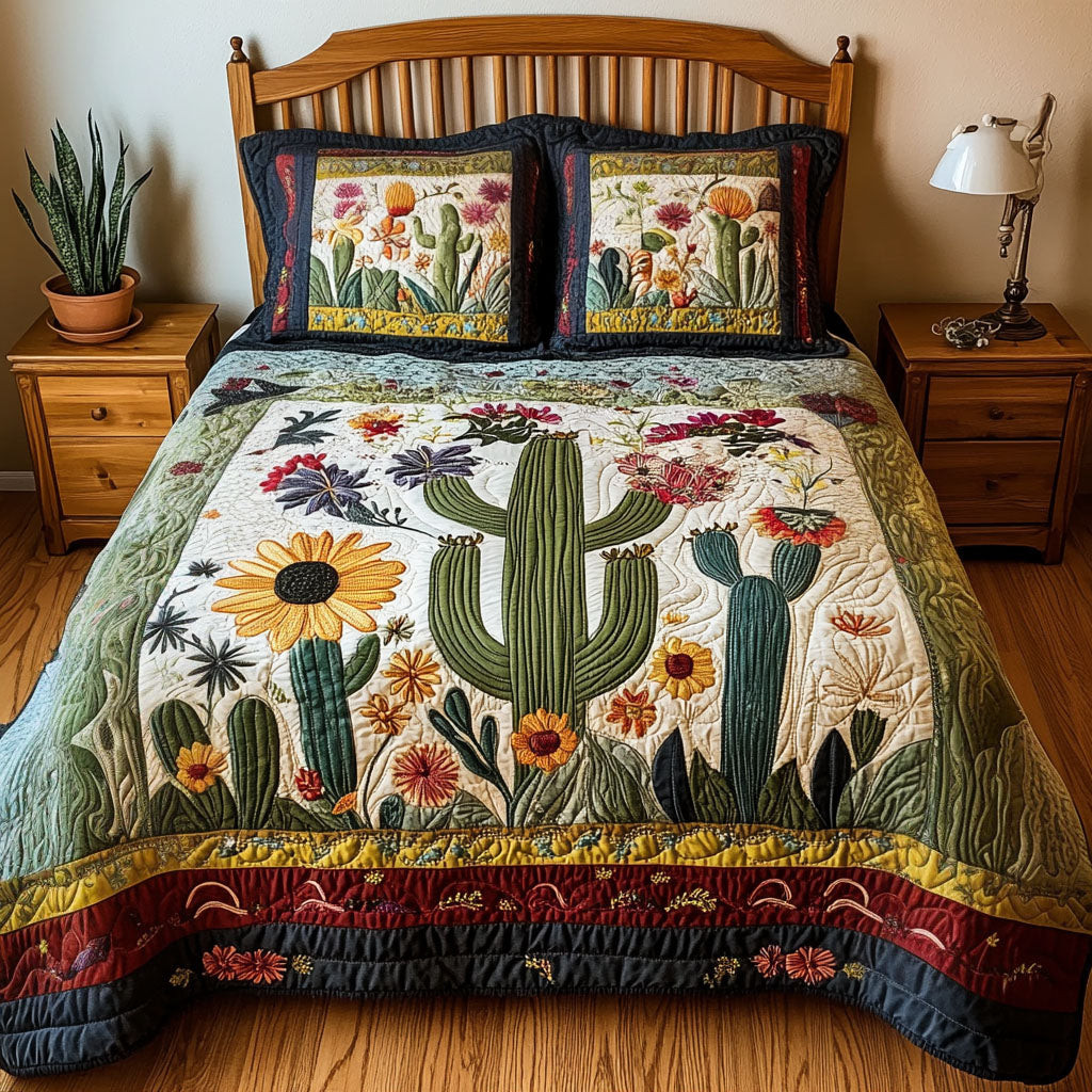 Southwest Essence Quilted Bedding Set Best Cactus Gifts