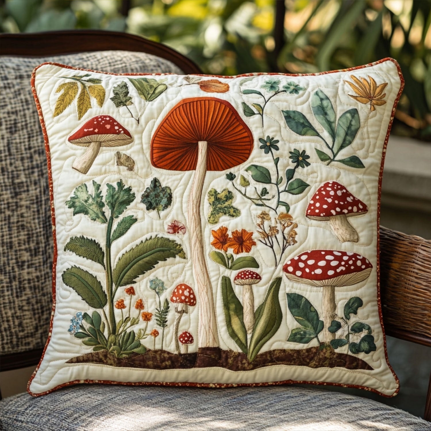 Spore Blossoms Quilted Pillow Case Cute Pillow Covers Cool Mushroom Gifts