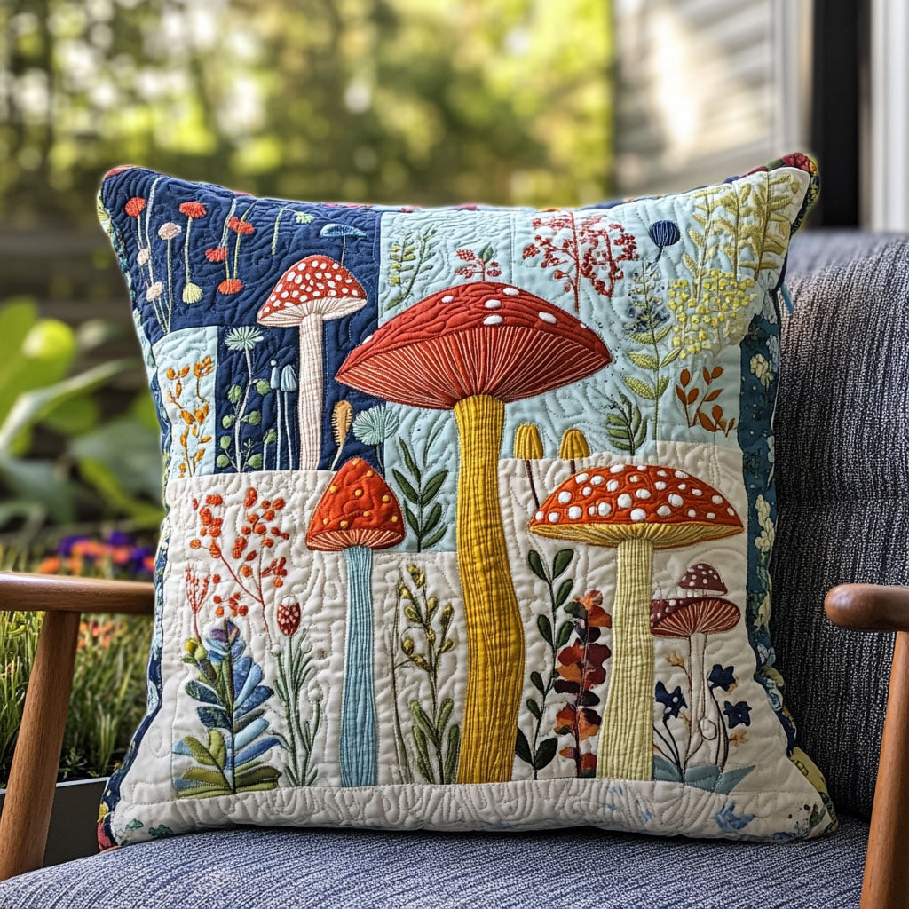Spore Garden Quilted Pillow Case Home Decor Pillow Covers Mushroom Gifts For Him