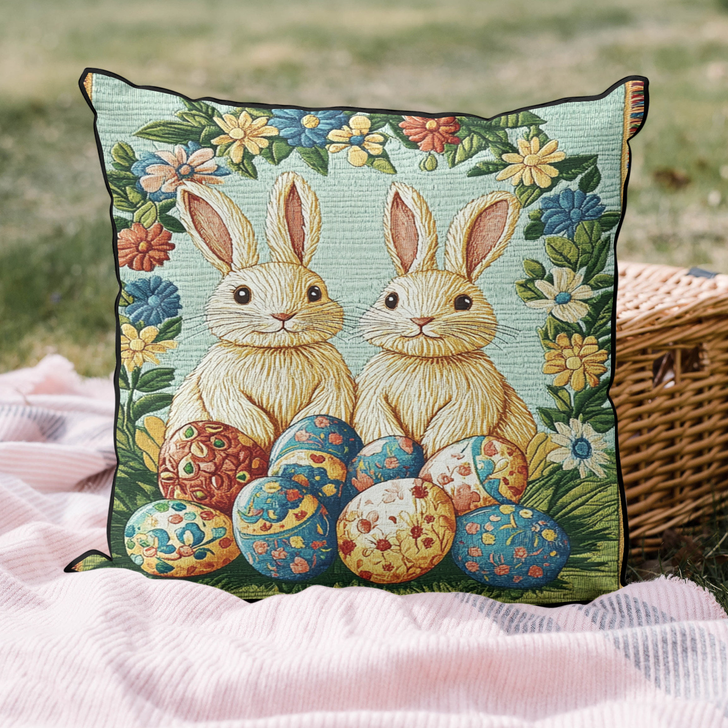 Spring Charm Quilted Pillow Case Easter Pillow Covers Unique Easter Gifts