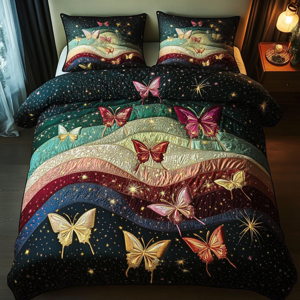 Spring Elegance Quilted Bedding Set Butterfly Gift Ideas For Her
