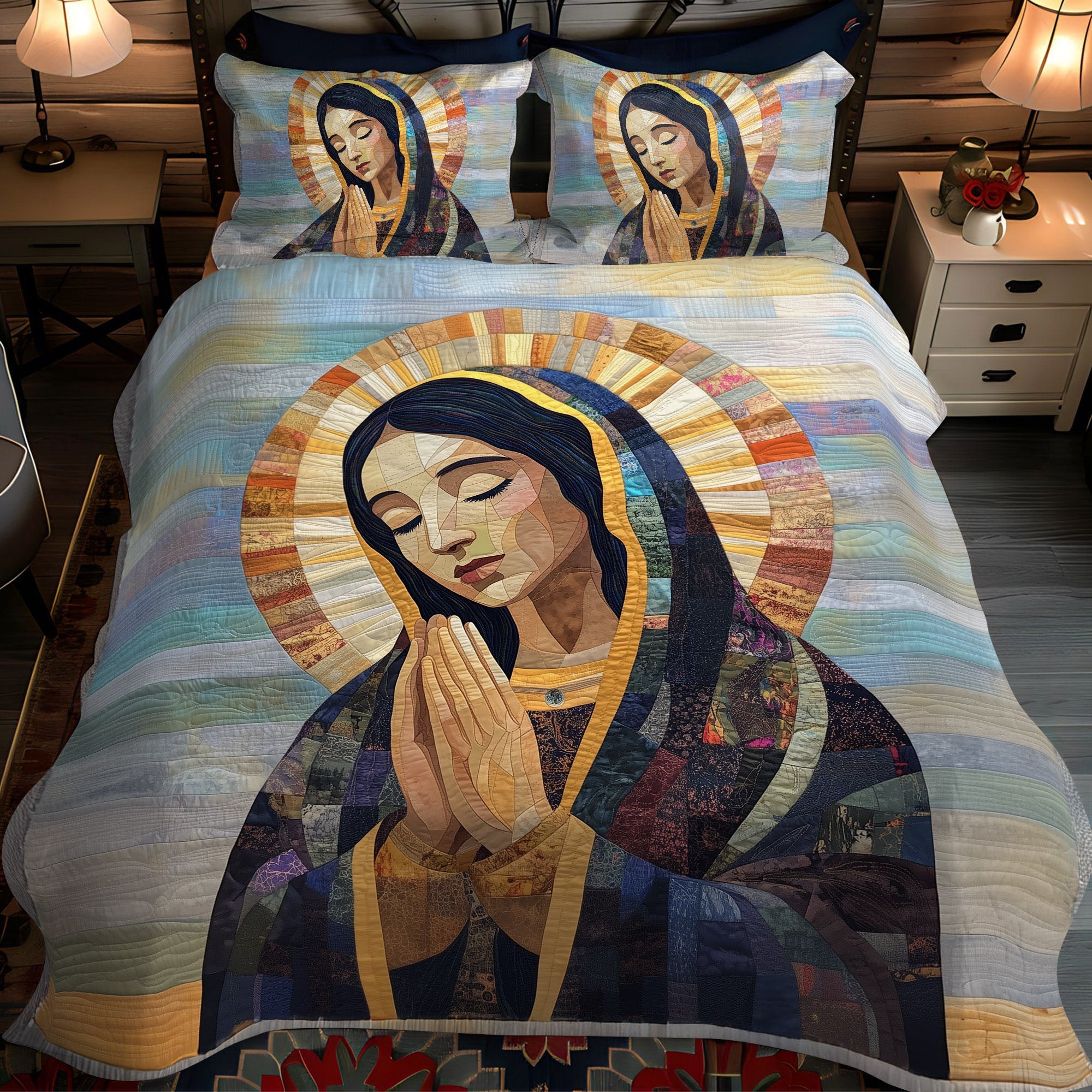 Star of Devotion Quilted Bedding Set Perfect Gift For Girlfriend