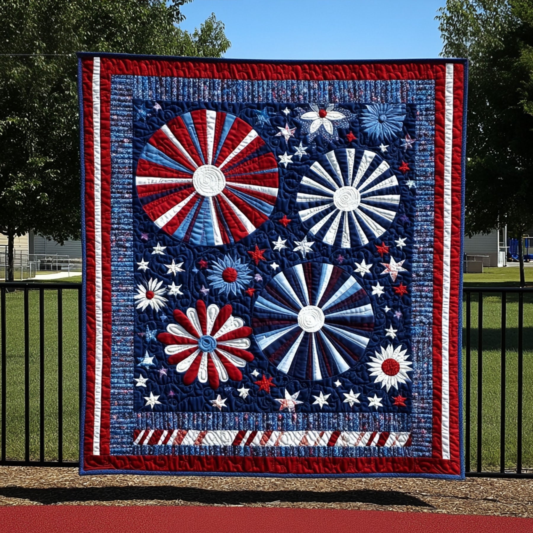 Star-Spangled Burst Quilted Blanket Holiday Throw Blanket Gifts For A Patriotic Person