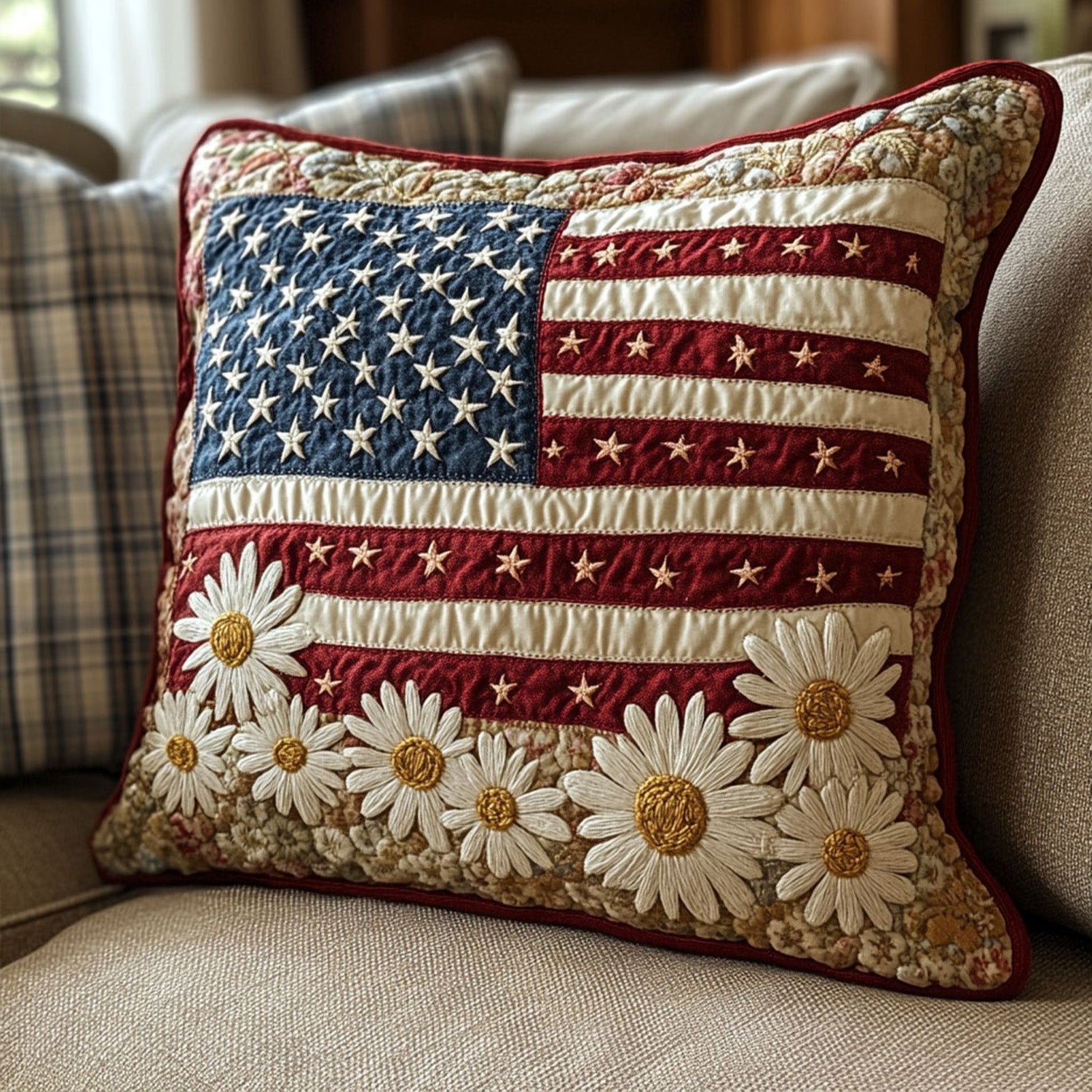 Star Spangled Garden Quilted Pillow Case Best Throw Pillow Covers Patriotic Gift Items