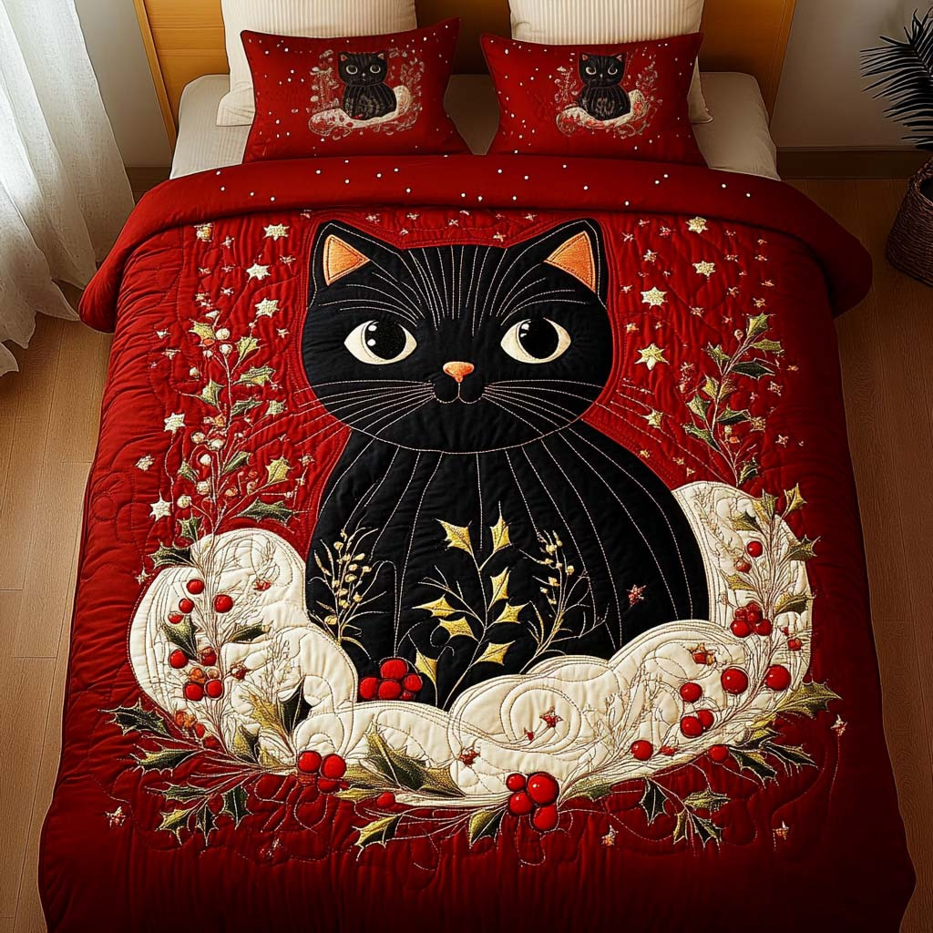 Starry Gaze Quilted Bedding Set Gifts For A Cat