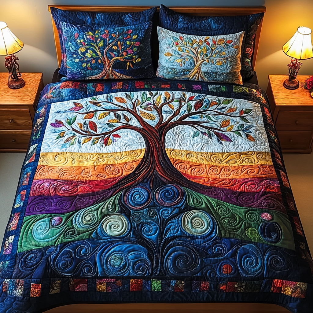 Starry Grove Enchantment Quilted Bedding Set Christmas Gift For Mom