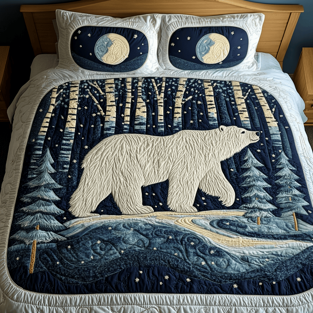 Starry Night Bear Quilted Bedding Set Bear Theme Gifts