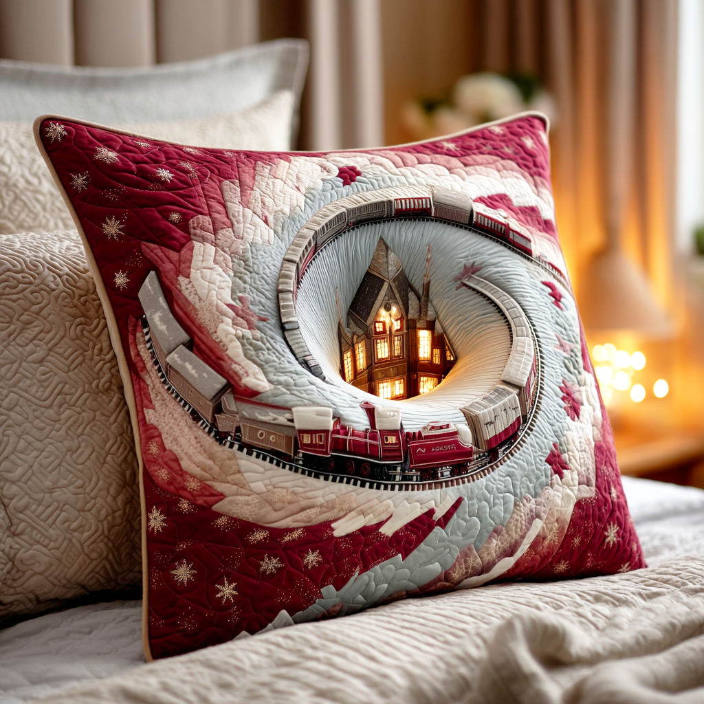 Steam Holiday Ride Quilted Pillow Case Holiday Pillow Covers Good Christmas Gifts