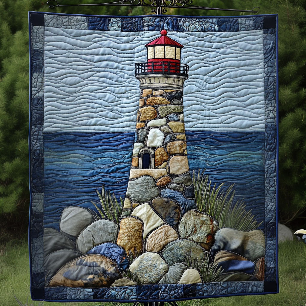 Stone Tower Quilted Blanket Cool Throw Blanket Best Lighthouse Gift Items