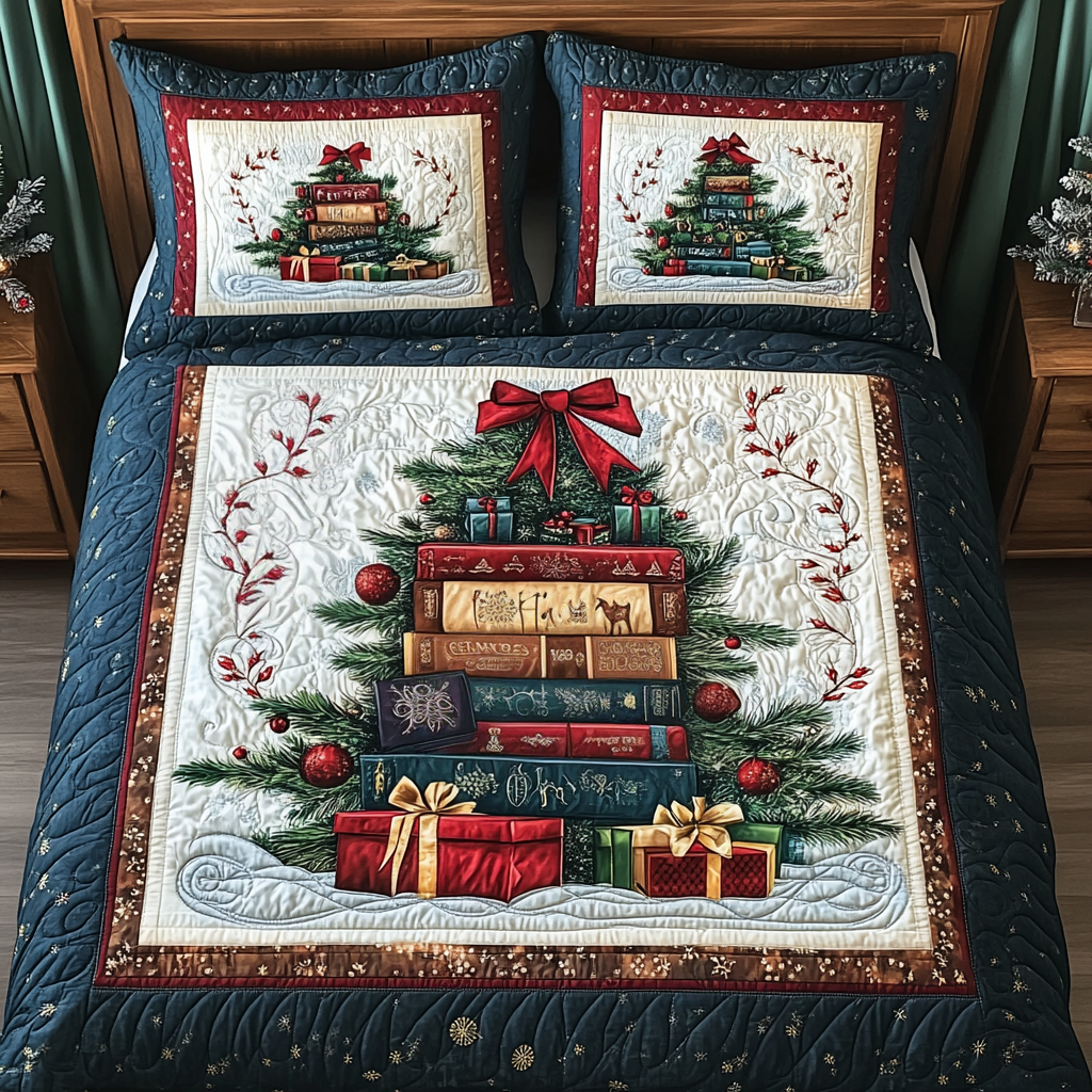 Storybook Christmas Quilted Bedding Set Best Gifts For Readers