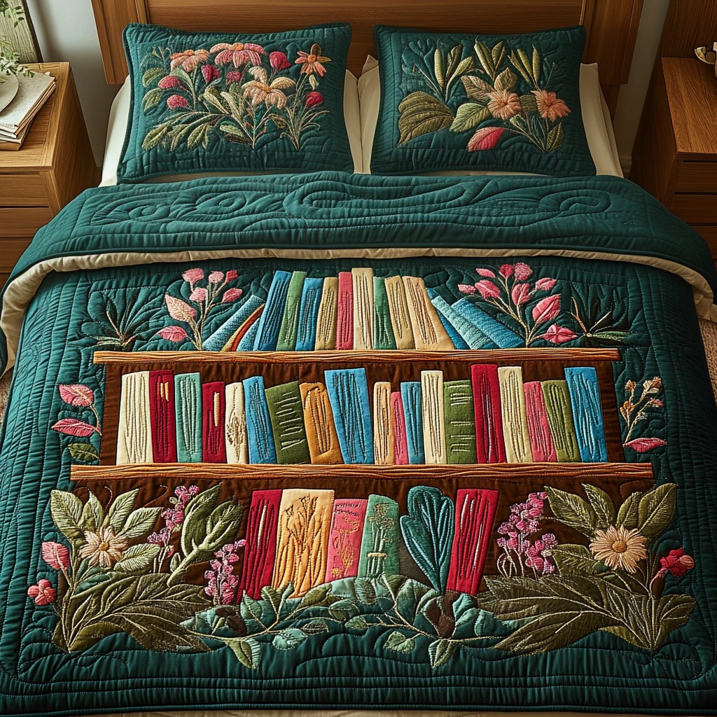 Storytime Warmth Quilted Bedding Set Bookish Gift Ideas