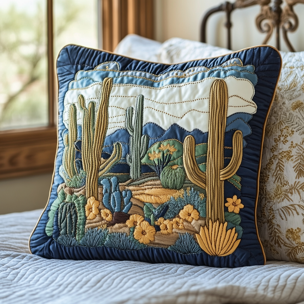 Succulent Sands Quilted Pillow Case Throw Pillow Cases Cactus Birthday Gift