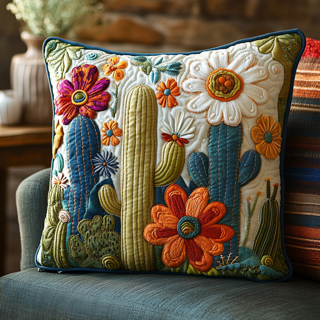 Succulent Sunset Quilted Pillow Case Decorative Pillow Covers Cactus Inspired Gifts