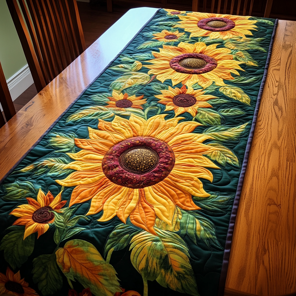 Sun Kiss Quilted Table Runner Best Home Decor Gifts For Sunflower Lovers