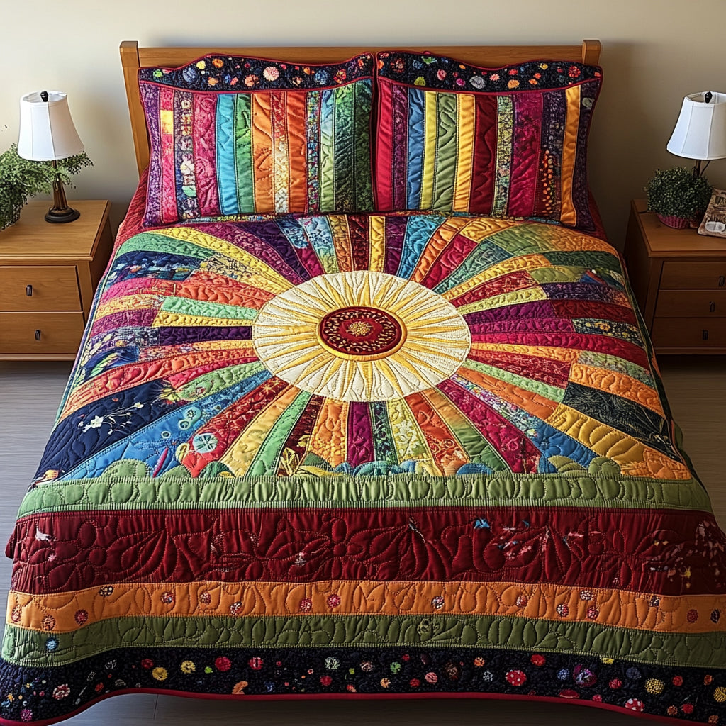 Sunburst Comfort Quilted Bedding Set Christmas Floral Gifts