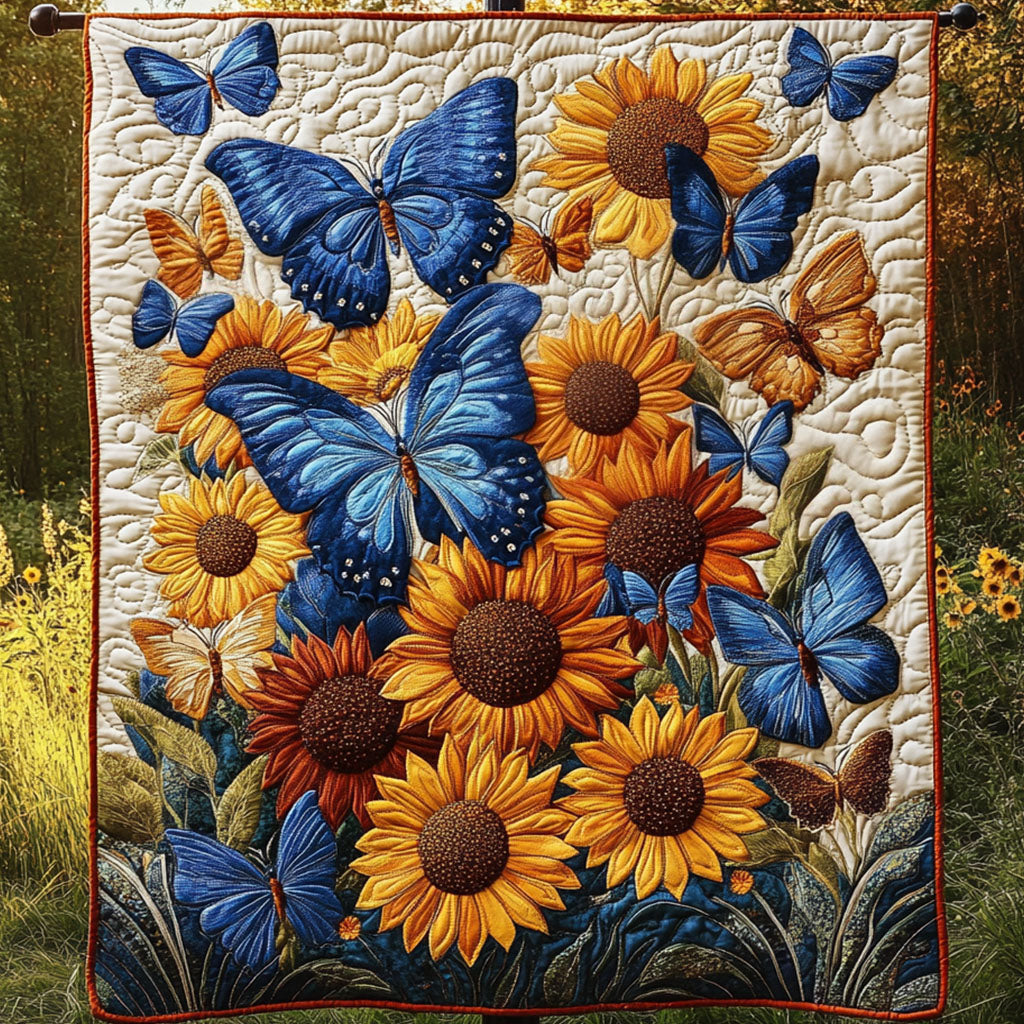 Sunflower Bliss Quilted Blanket Bed Christmas Decor Sunflower Gifts For Women