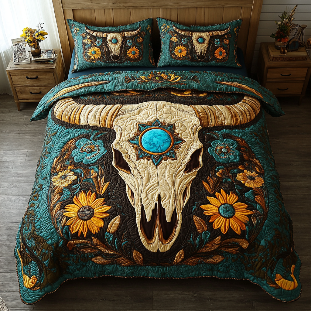 Sunlit Plains Elegance Quilted Bedding Set Native American Gift Ideas