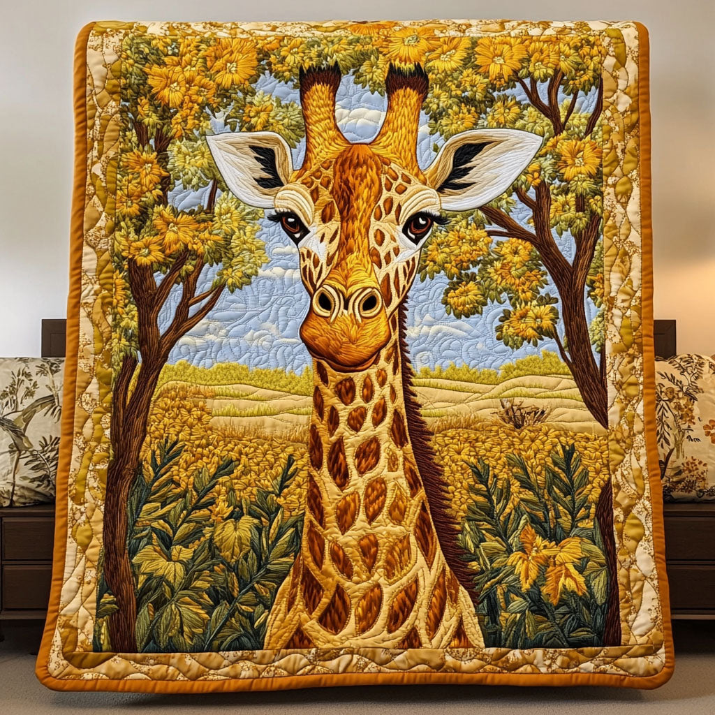 Sunlit Savannah Giraffe Quilted Blanket Christmas Holiday Giraffe Themed Gifts For Adults