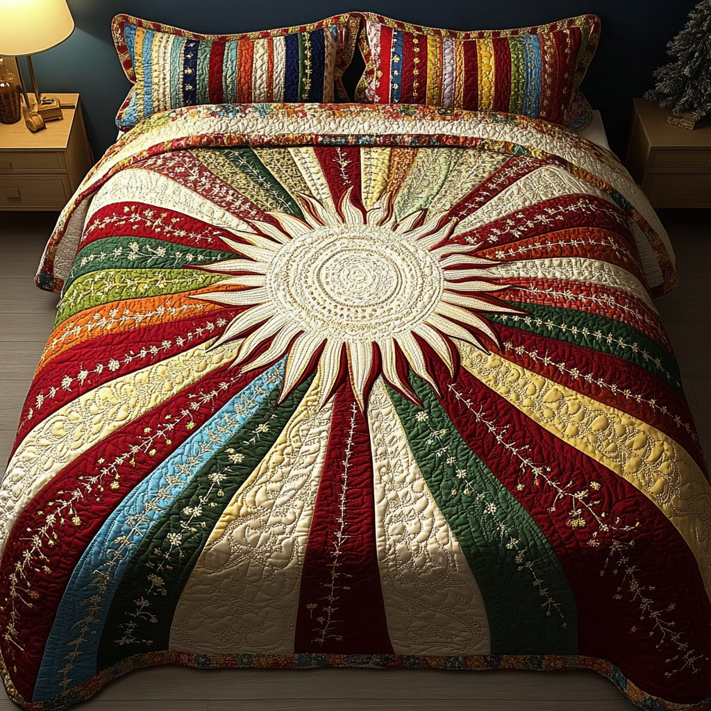 Sunny Glow Quilted Bedding Set Christmas Flower Gifts