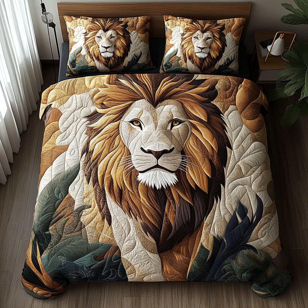 Sunrise Sentinel Quilted Bedding Set Lion Gifts For Men