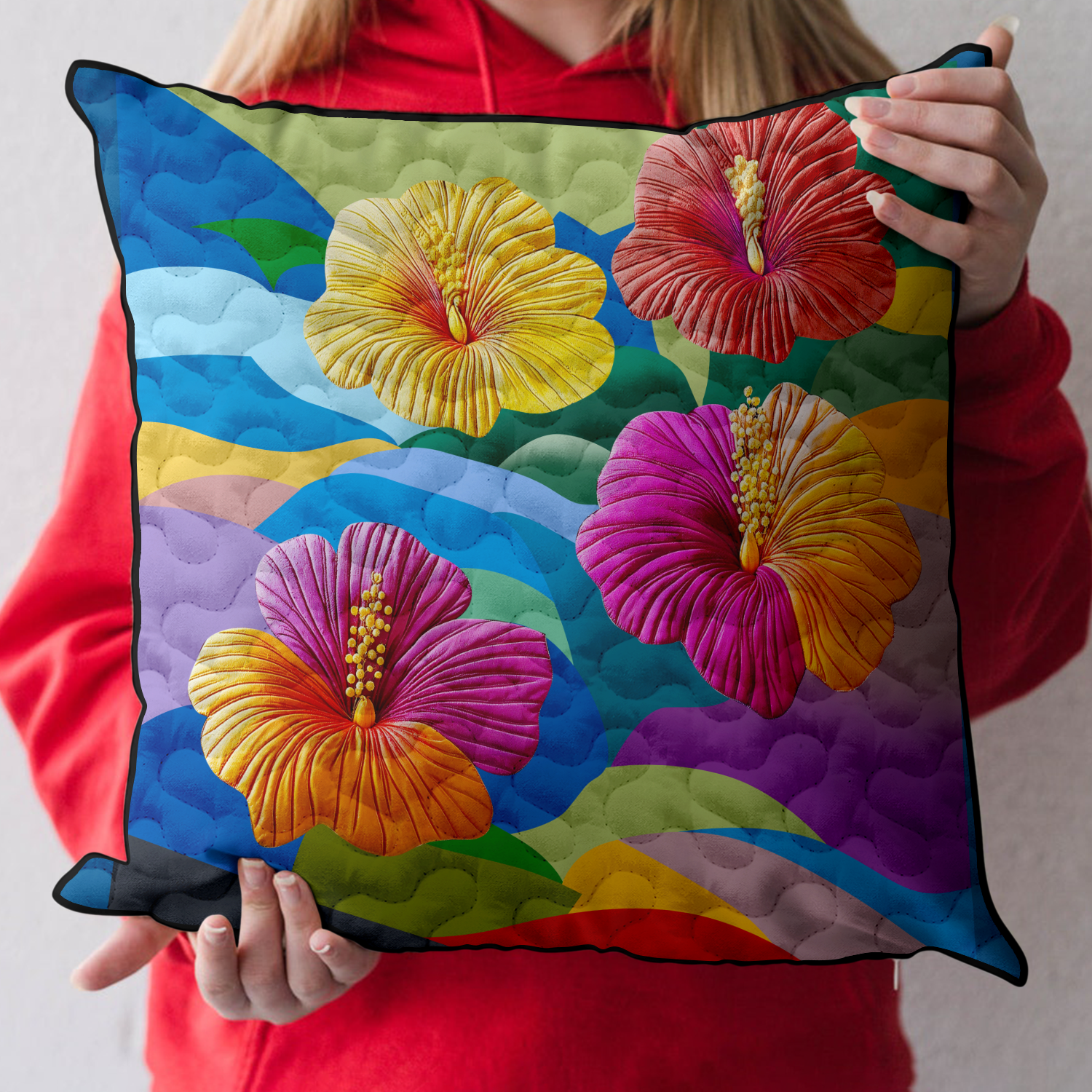Sunset Bloom Quilted Pillow Case Throw Pillow Covers Gifts For Sunflower Lovers