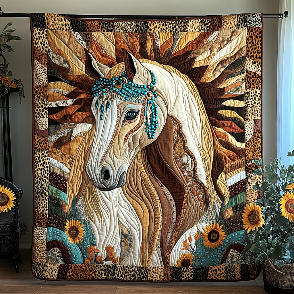 Swift Stallion Quilted Blanket Bedroom Decor Christmas Unique Gifts For Horse Lovers