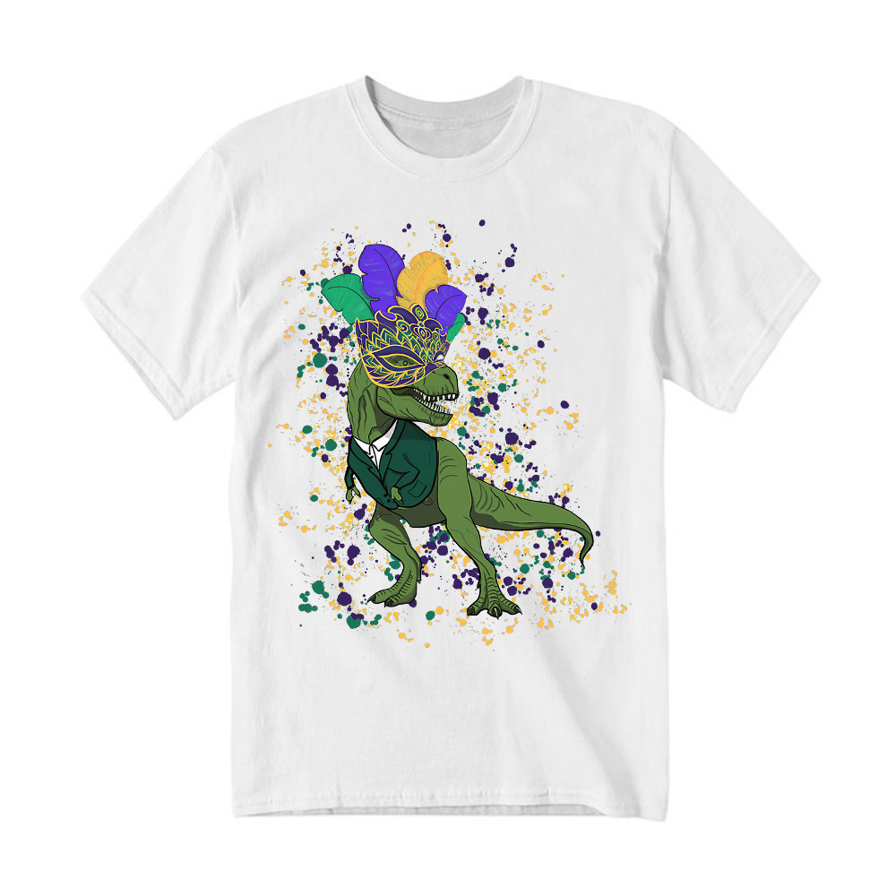 T-Rex Dinosaur Mardi Gras Shirt Themed Mardi Gras Gift Ideas For Him Basgiathsweatshirts