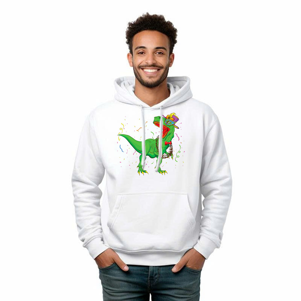 T-Rex Mardi Gras Shirt Dinosaur Lovers Party Hoodie Mardi Gras Themed Gifts Basgiathsweatshirts - Image 5