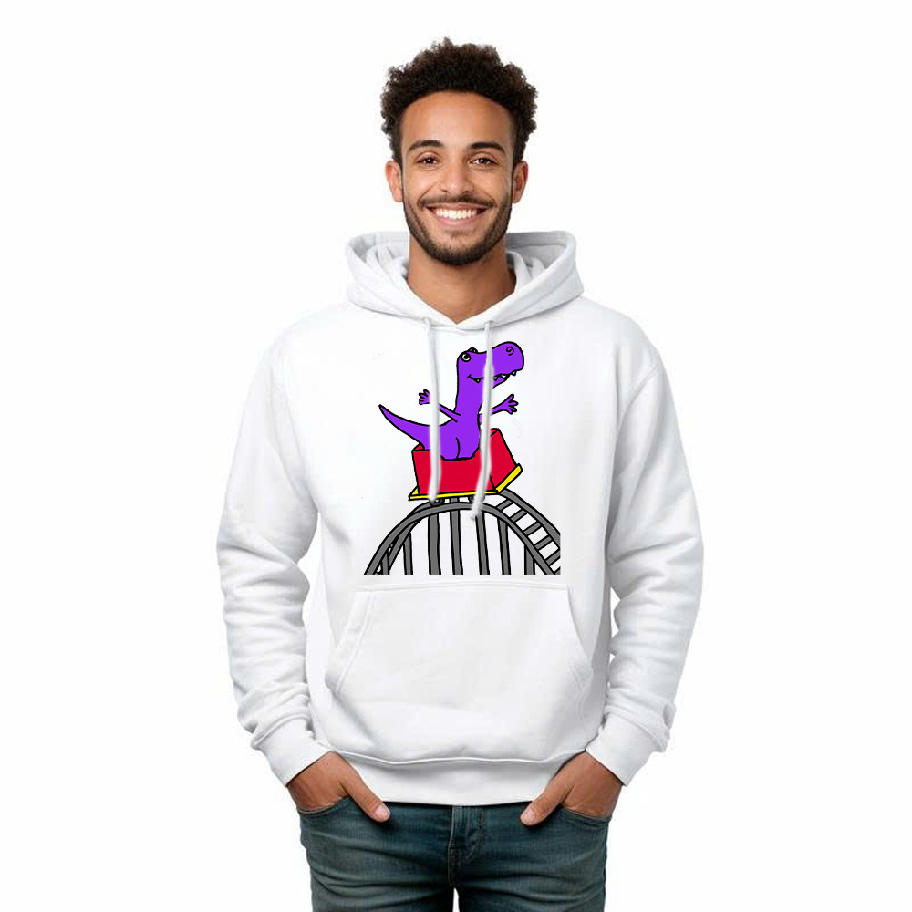 T-Rex Riding Roller Coaster Hoodie Funny Cute Graphic Tee Shirt Apparel Gifts For Him Basgiathsweatshirts