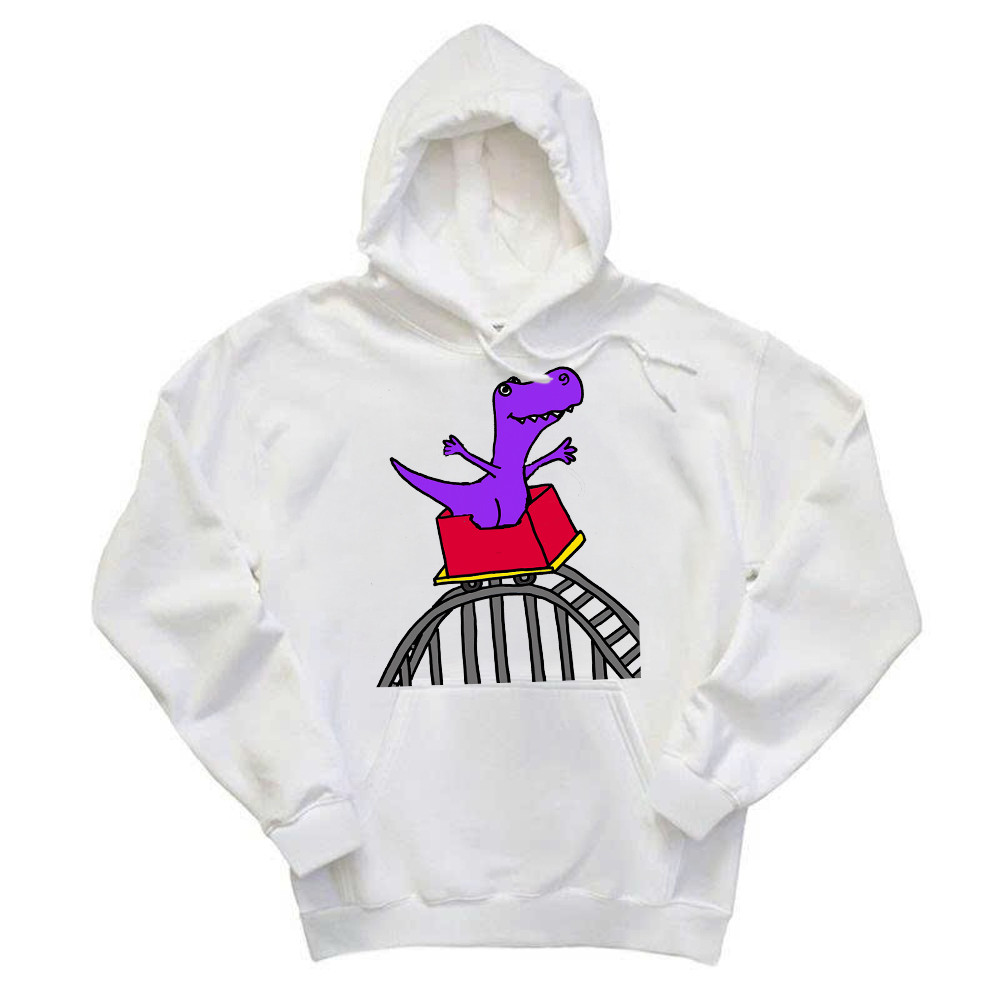 T-Rex Riding Roller Coaster Hoodie Funny Cute Graphic Tee Shirt Apparel Gifts For Him Basgiathsweatshirts - Image 2