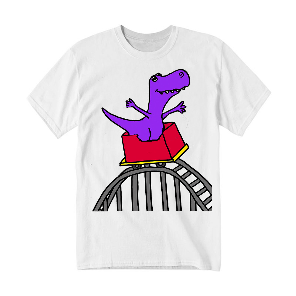 T-Rex Riding Roller Coaster T-Shirt Funny Cute Graphic Tee Shirt Apparel Gifts For Him Basgiathsweatshirts