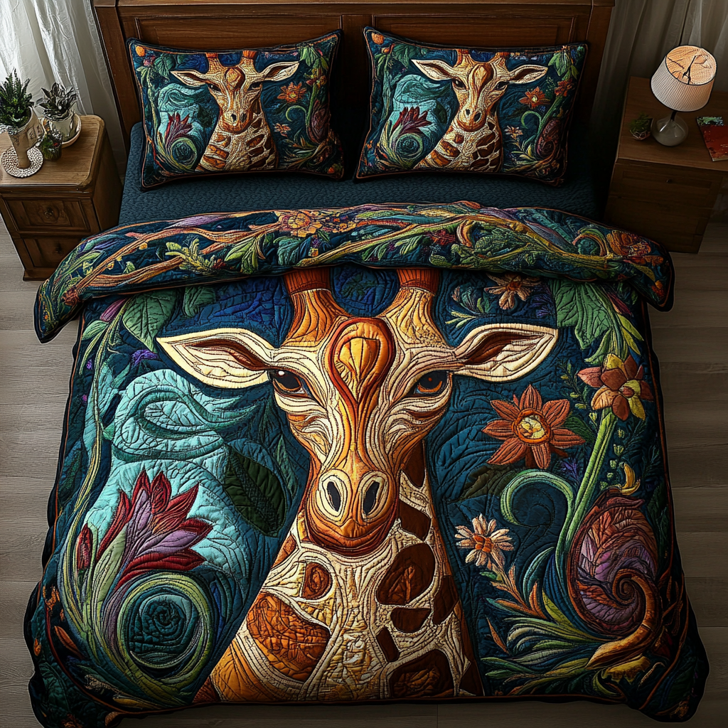 Tall And Majestic Quilted Bedding Set Christmas Bedroom Decor Ideas Giraffe Teacher Gifts