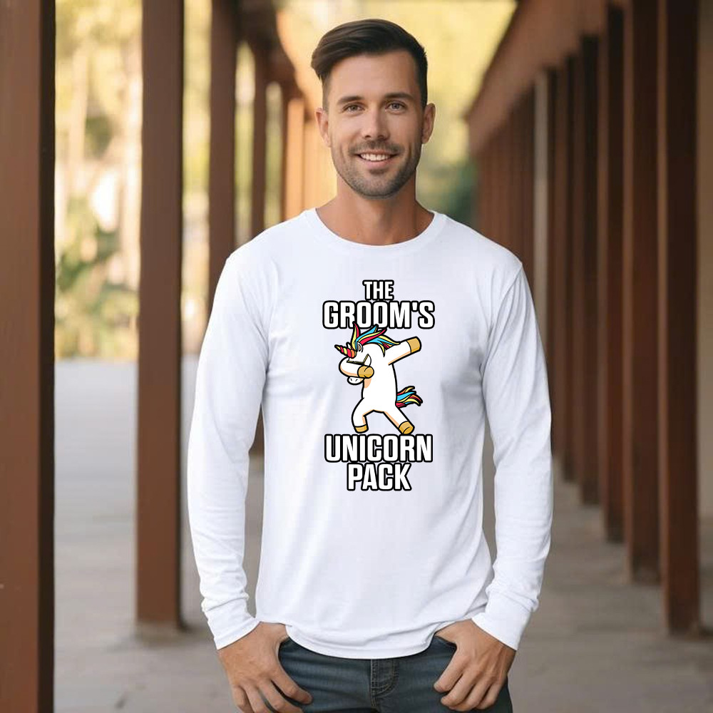 The Groom's Unicorn Pack Long Sleeve Shirt Funny Groomsmen Shirt Best Gifts For Groomsmen Basgiathsweatshirts - Image 3