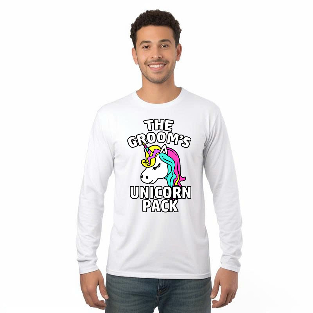 The Groom's Unicorn Pack Long Sleeve Shirt Funny Groomsmen Shirts Gifts For Dude Friends Basgiathsweatshirts