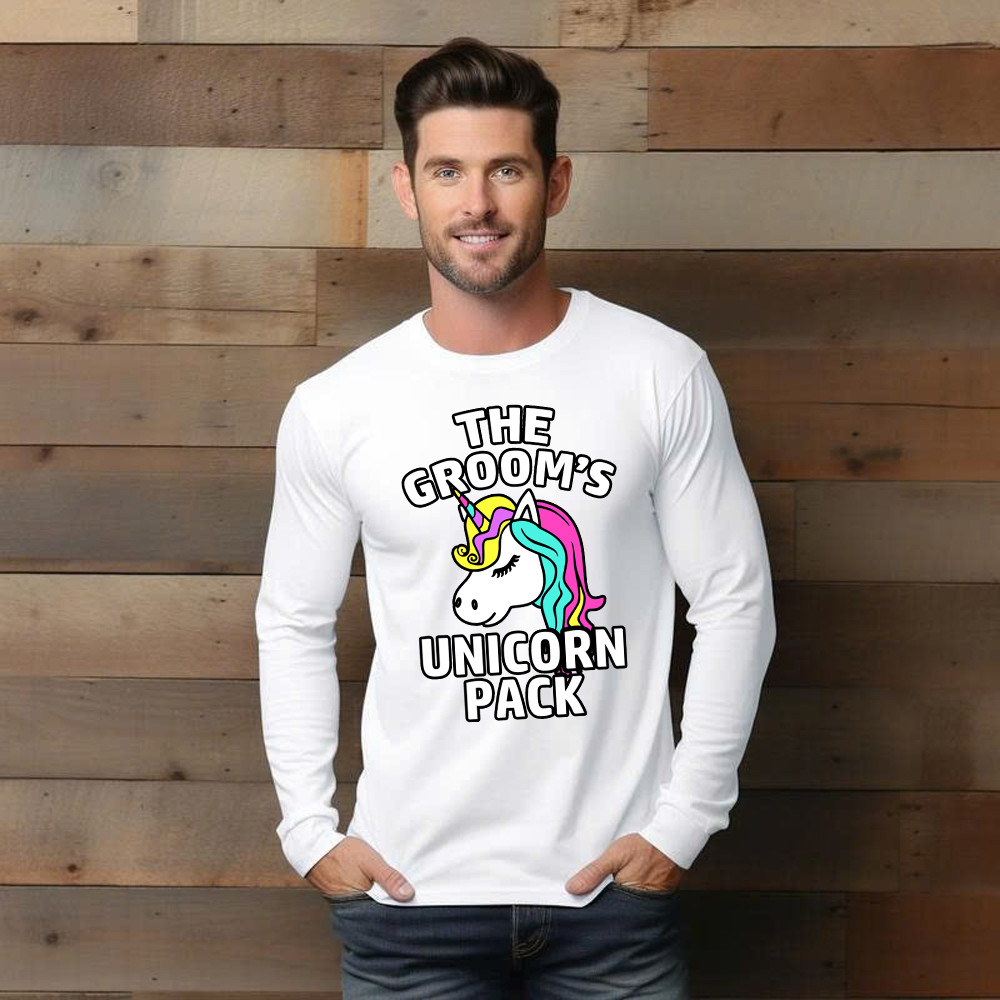 The Groom's Unicorn Pack Long Sleeve Shirt Funny Groomsmen Shirts Gifts For Dude Friends Basgiathsweatshirts - Image 4