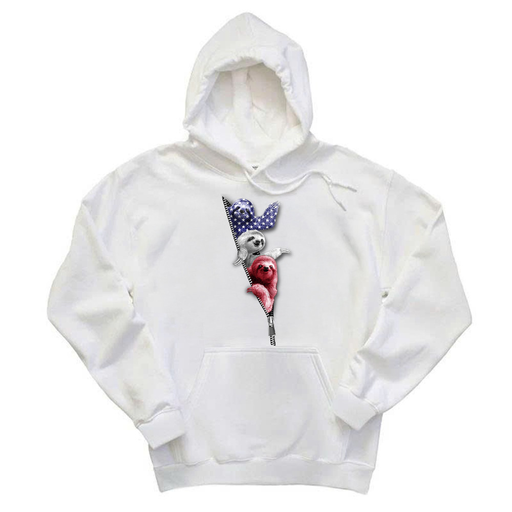 Three Sloths American Hoodie Patriotic Cute Sloths Tee Shirt 4Th Of July Gift For Siblings Basgiathsweatshirts