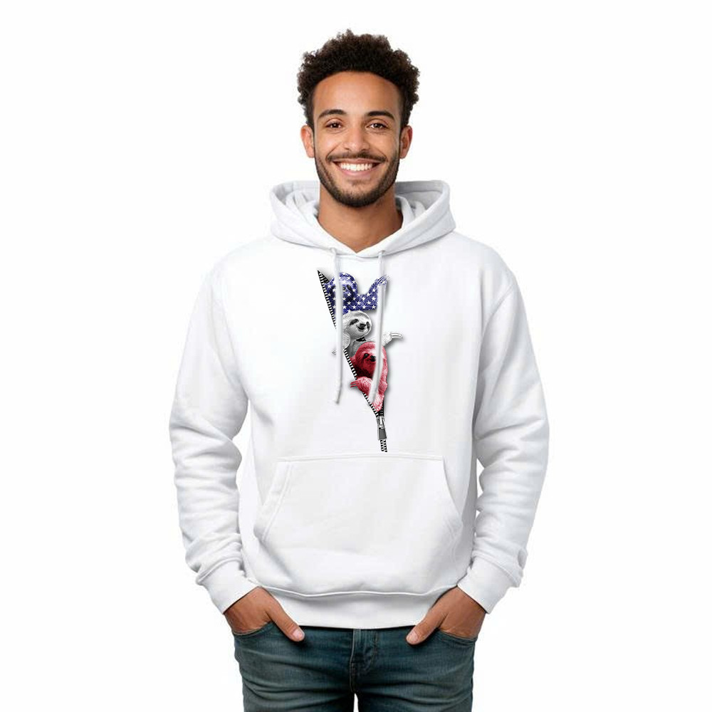 Three Sloths American Hoodie Patriotic Cute Sloths Tee Shirt 4Th Of July Gift For Siblings Basgiathsweatshirts - Image 5