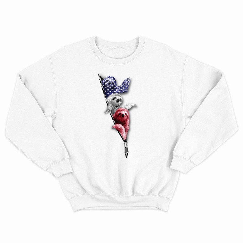 Three Sloths American Sweatshirt Patriotic Cute Sloths Tee Shirt 4Th Of July Gift For Siblings Basgiathsweatshirts