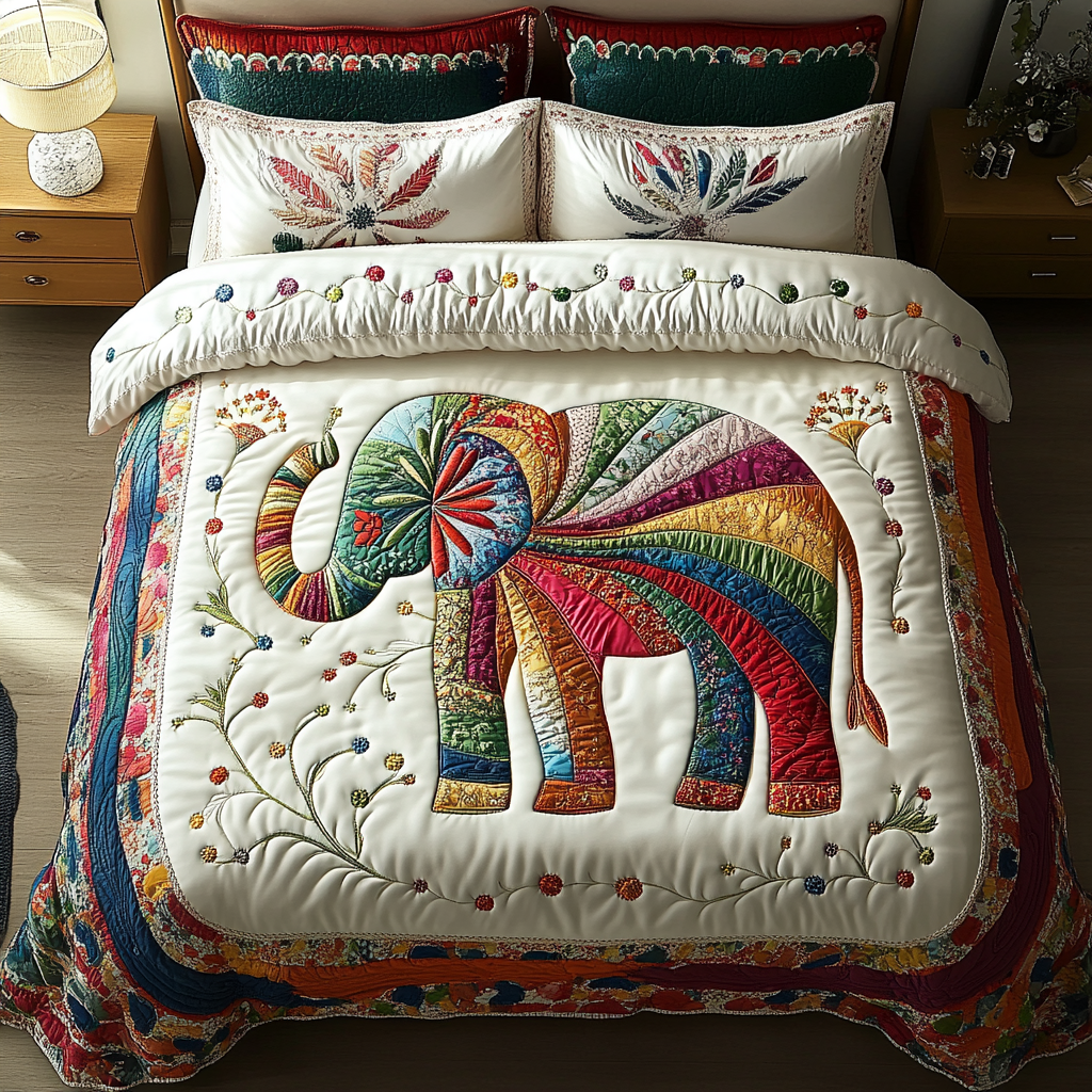 Timeless Herd Quilted Bedding Set Bed Decor Ideas Gift Ideas For Elephant Lovers