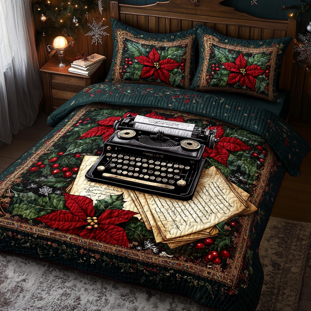 Timeless Typewriter Quilted Bedding Set Bookish Gift Ideas