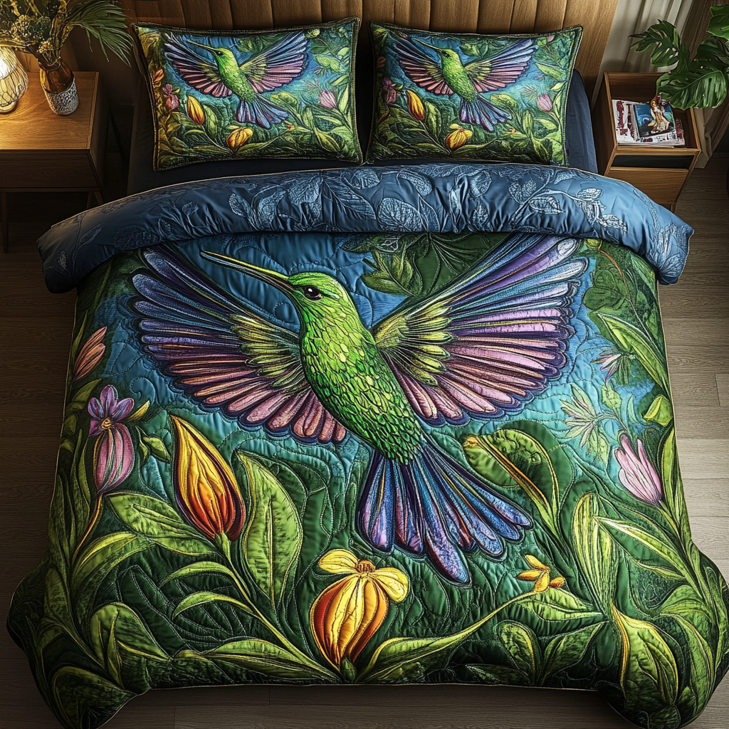 Tiny Jewel Quilted Bedding Set Unique Hummingbird Gifts