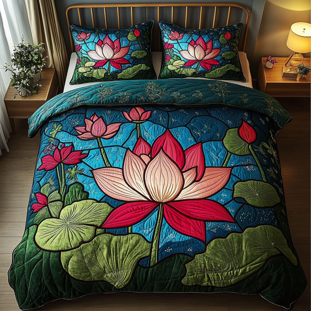 Tranquil Petals Quilted Bedding Set Gifts For The Flower Lover