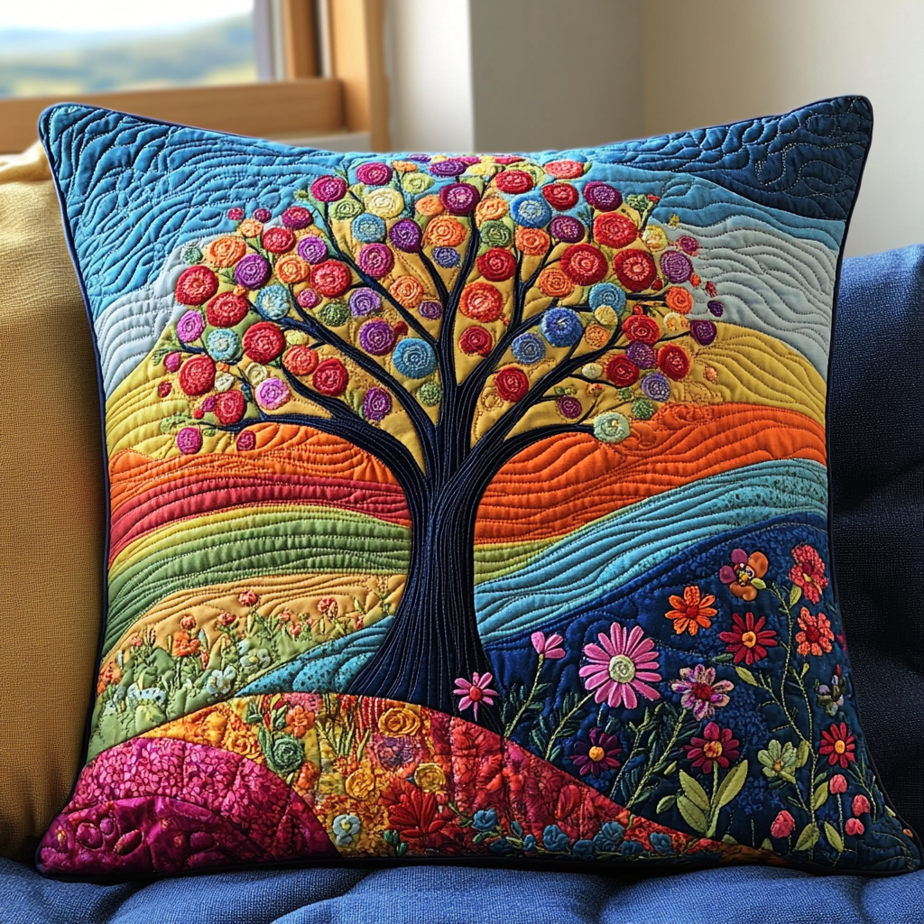 Tree Dreamscape Quilted Pillow Case Best Cool Pillow Cases Gifts For Sunflower Lovers