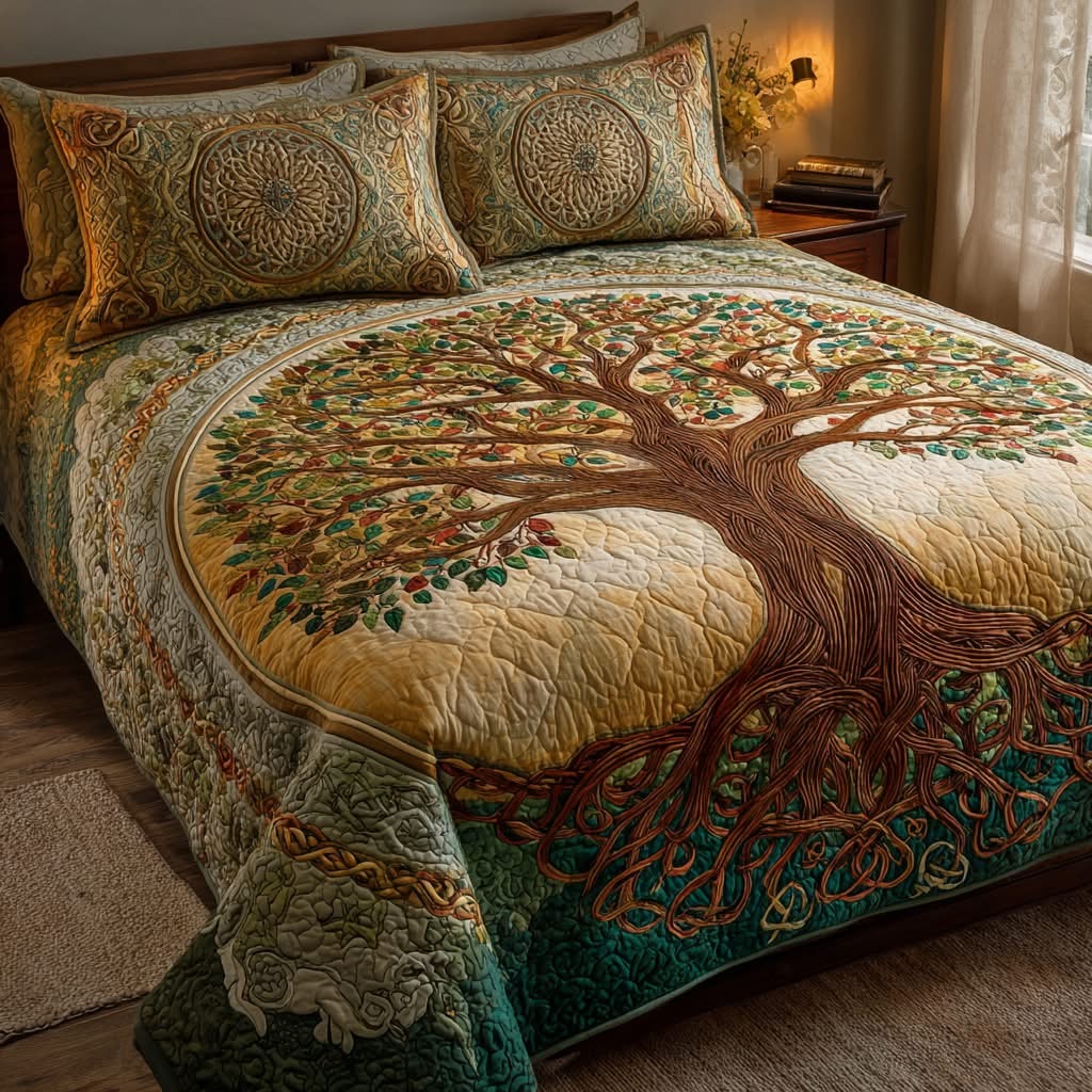 Tree Of Life Quilted Bedding Set Celtic Themed Bed Sheet Set Bed Room Decoration