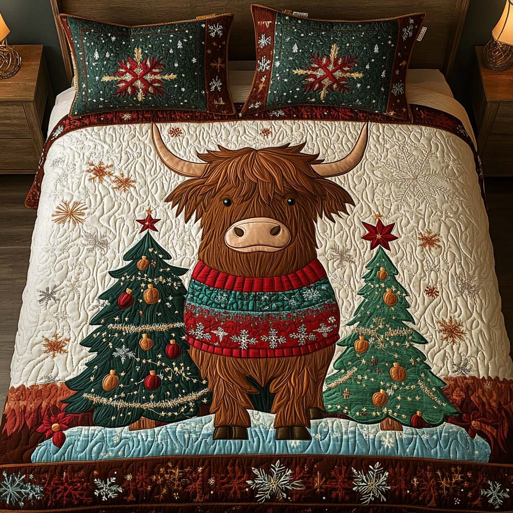 Tree Side Glow Quilted Bedding Set Presents For Cow Lovers