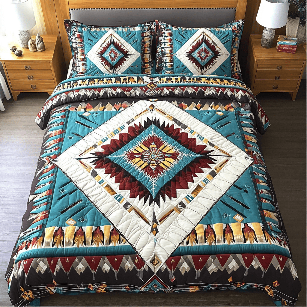 Tribal Harmony Quilted Bedding Set Native American Gifts For Her